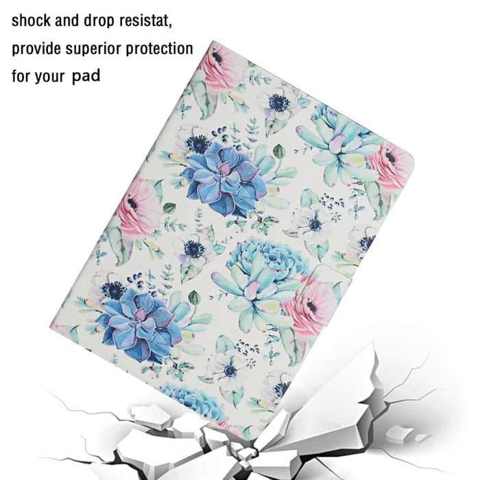 Flower Pattern Flip Leather Smart Tablet Case