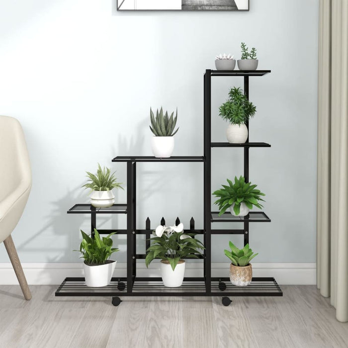 Flower Stand with Wheel 94.5x25x92.5 Cm Black Metal Ttlooa
