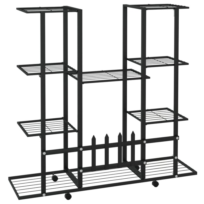 Flower Stand With Wheels 94.5x24.5x91.5 Cm Black Iron Tatoxo