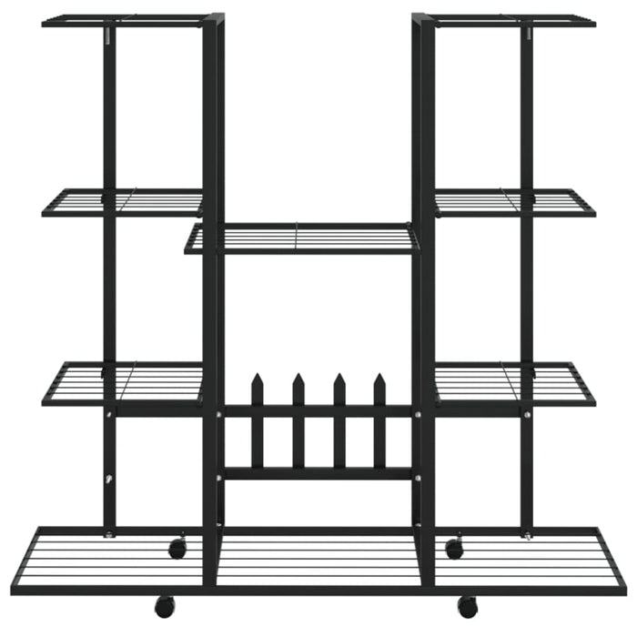 Flower Stand With Wheels 94.5x24.5x91.5 Cm Black Iron Tatoxo