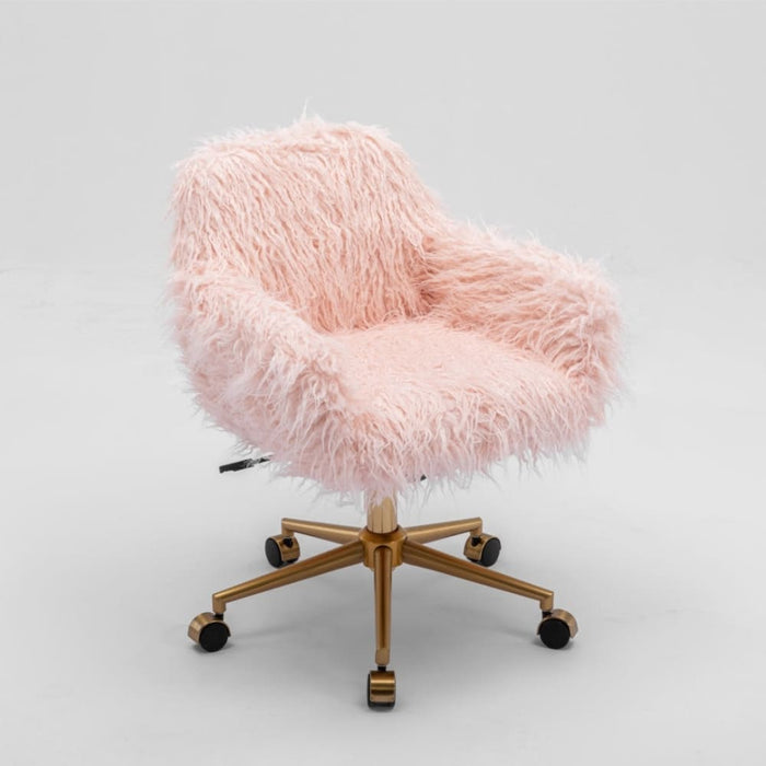 Fluffy Office Chair Faux Fur Modern Swivel Desk For Women