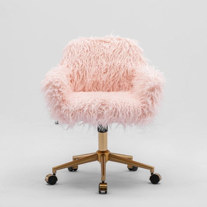 Fluffy Office Chair Faux Fur Modern Swivel Desk For Women