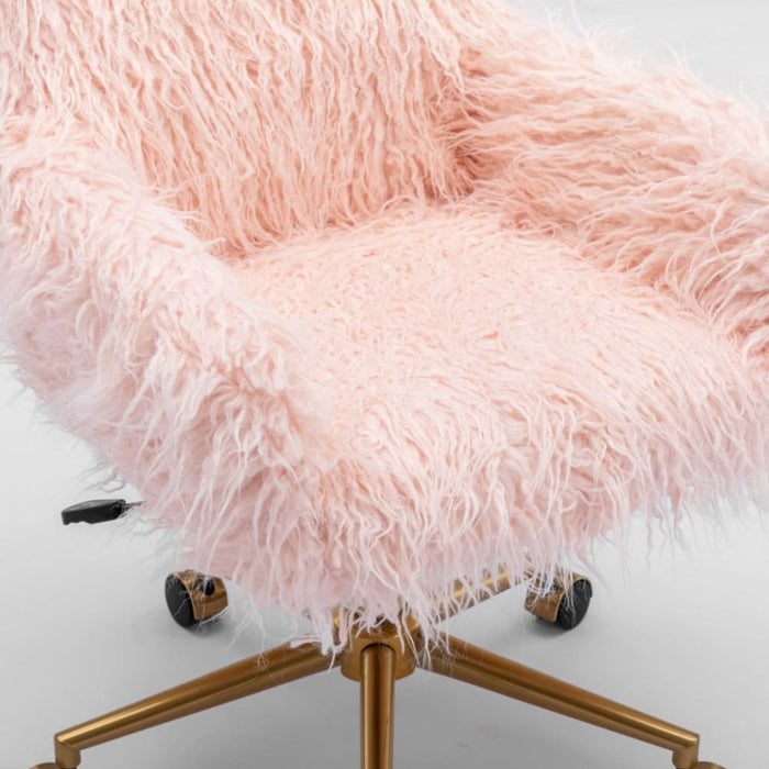 Fluffy Office Chair Faux Fur Modern Swivel Desk For Women