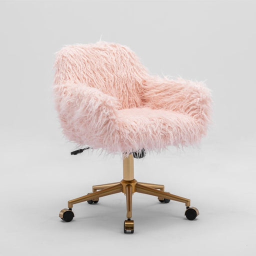 Fluffy Office Chair Faux Fur Modern Swivel Desk For Women