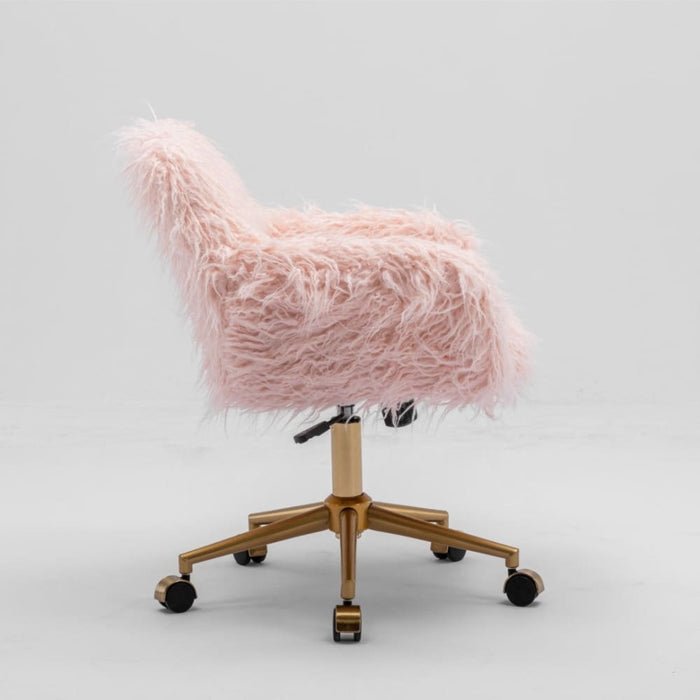Fluffy Office Chair Faux Fur Modern Swivel Desk For Women