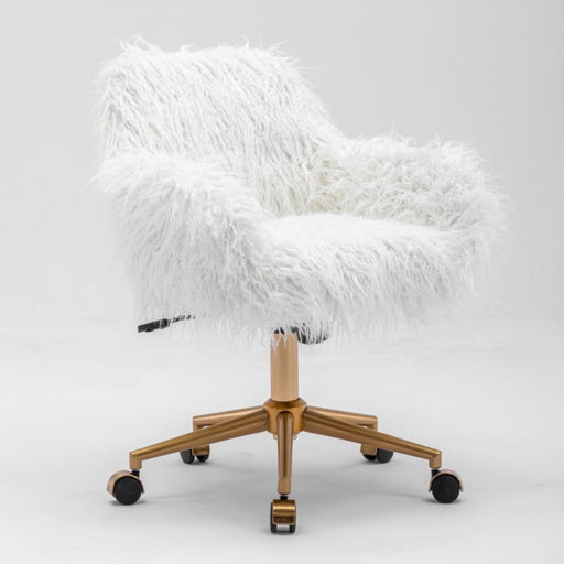 Fluffy Office Chair Faux Fur Modern Swivel Desk For Women