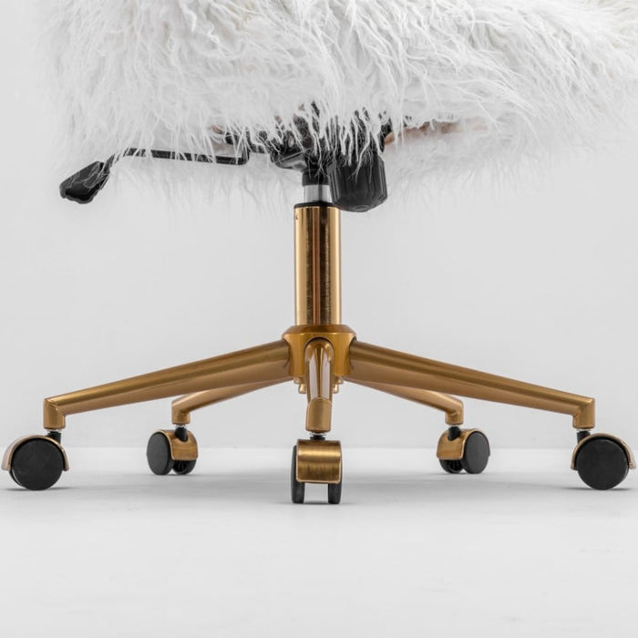 Fluffy Office Chair Faux Fur Modern Swivel Desk For Women