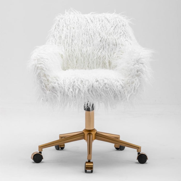 Fluffy Office Chair Faux Fur Modern Swivel Desk For Women
