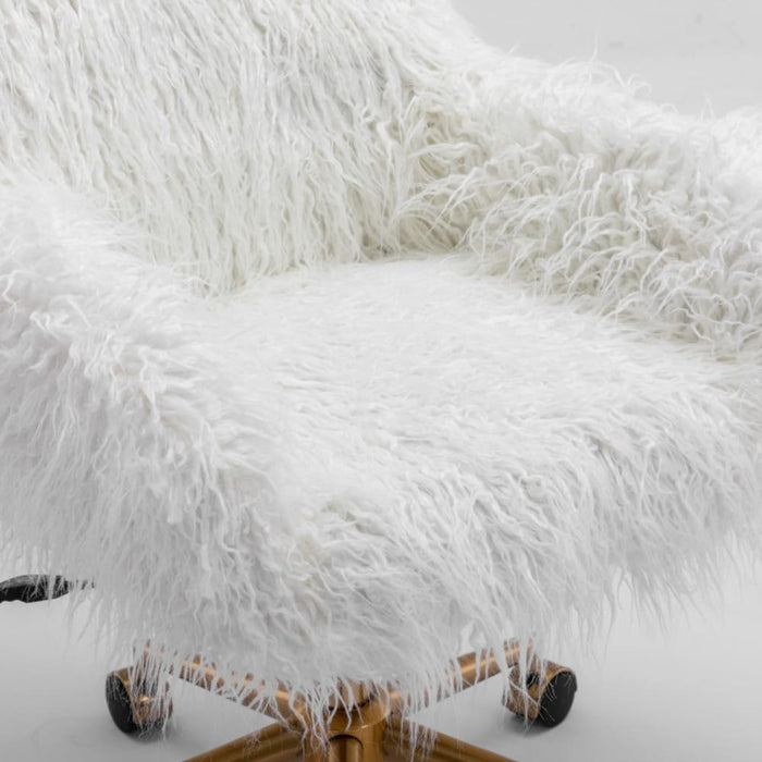 Fluffy Office Chair Faux Fur Modern Swivel Desk For Women