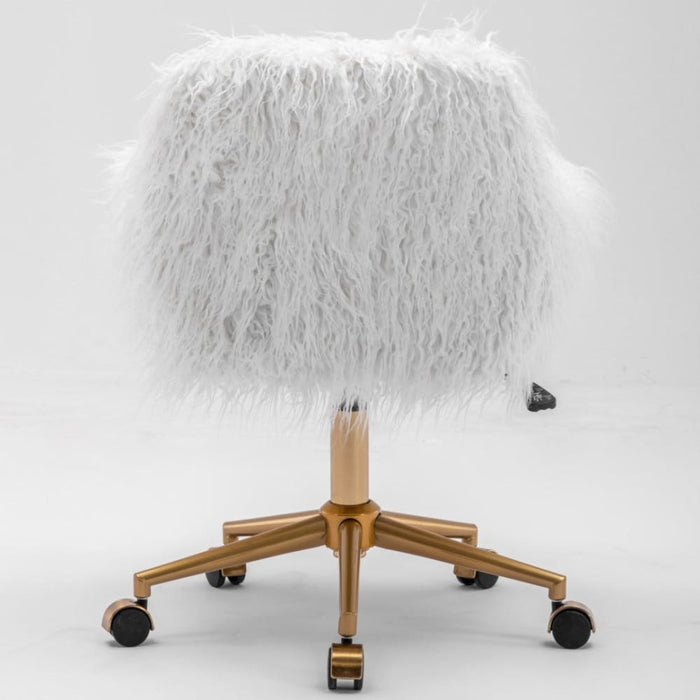 Fluffy Office Chair Faux Fur Modern Swivel Desk For Women