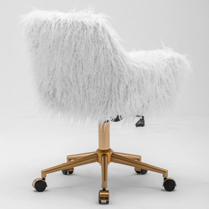 Fluffy Office Chair Faux Fur Modern Swivel Desk For Women