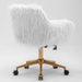 Fluffy Office Chair Faux Fur Modern Swivel Desk For Women