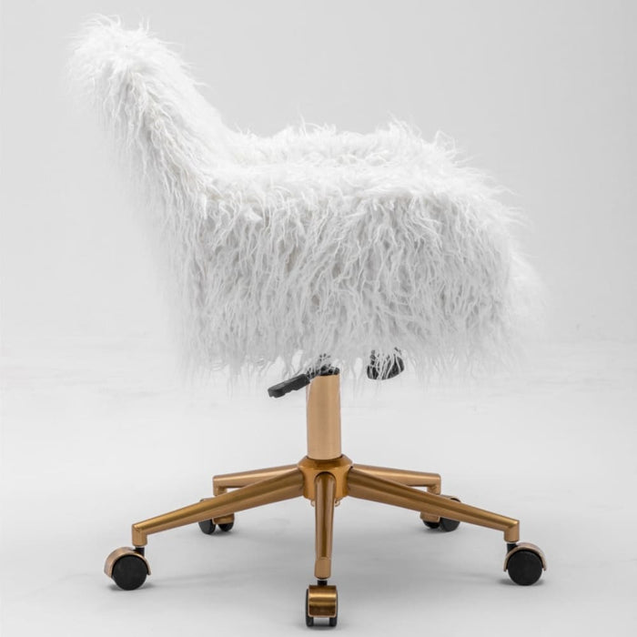 Fluffy Office Chair Faux Fur Modern Swivel Desk For Women