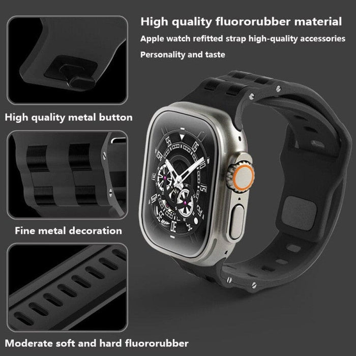 Fluorine Rubber Metal Strap For Apple Watch