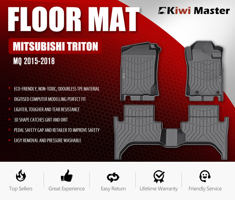 3D Tpe Car Floor Mats Liner Fit Mitsubishi Triton Mq 2015-2018