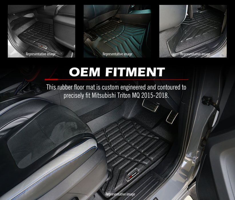 3D Tpe Car Floor Mats Liner Fit Mitsubishi Triton Mq 2015-2018