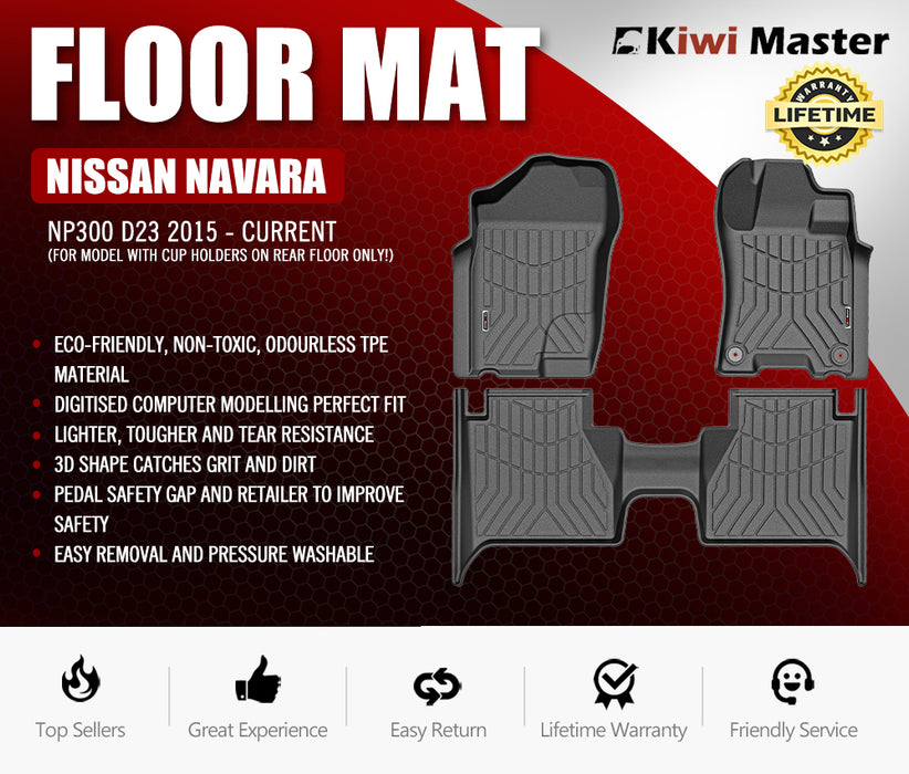 3D Tpe Car Floor Mats Liner Fit Nissan Navara Np300 D23 2015-New