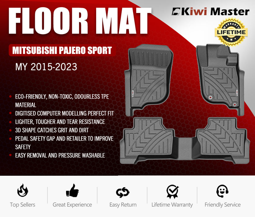 3D Tpe Car Floor Mats Liner For Mitsubishi Pajero Sport My 2015-2023