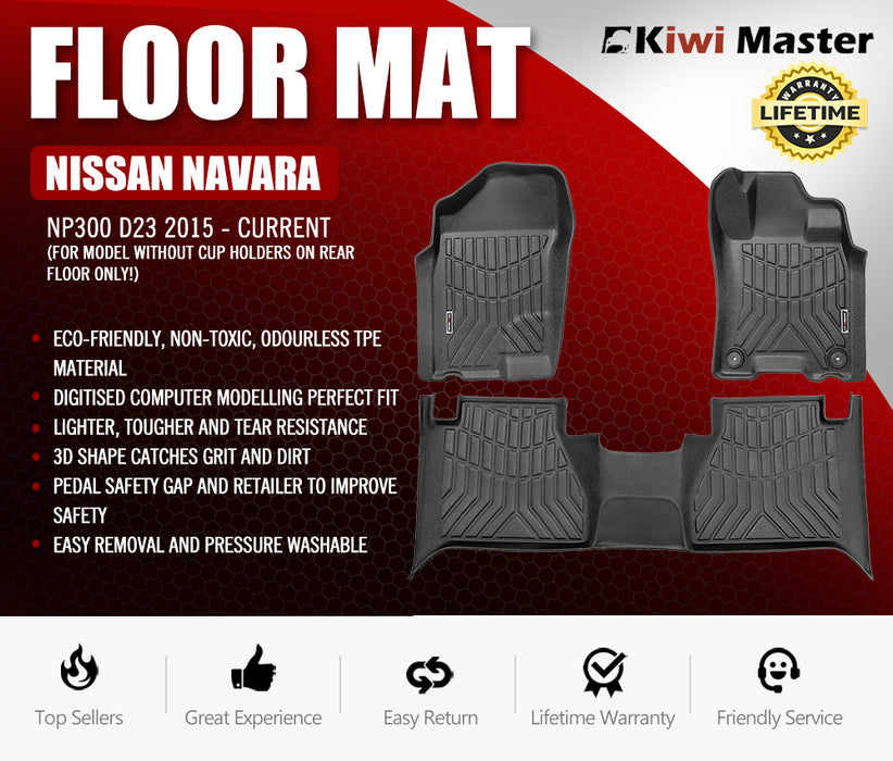 3D Tpe Car Floor Mats Liner Fit Nissan Navara Np300 D23 2015-New
