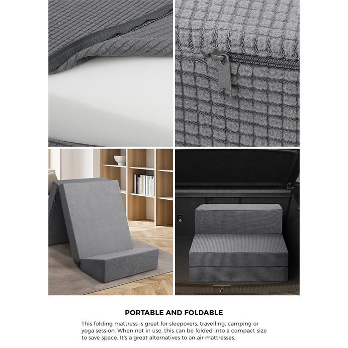Foldable Mattress Folding Sofa Bed Trifold Sleeping Camping Cushion Single