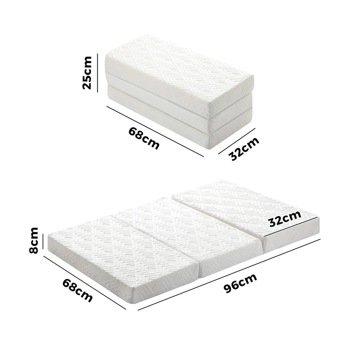 Folding Mattress 3-Fold Foldable Foam Mattresses Baby Cot Bed Mat White