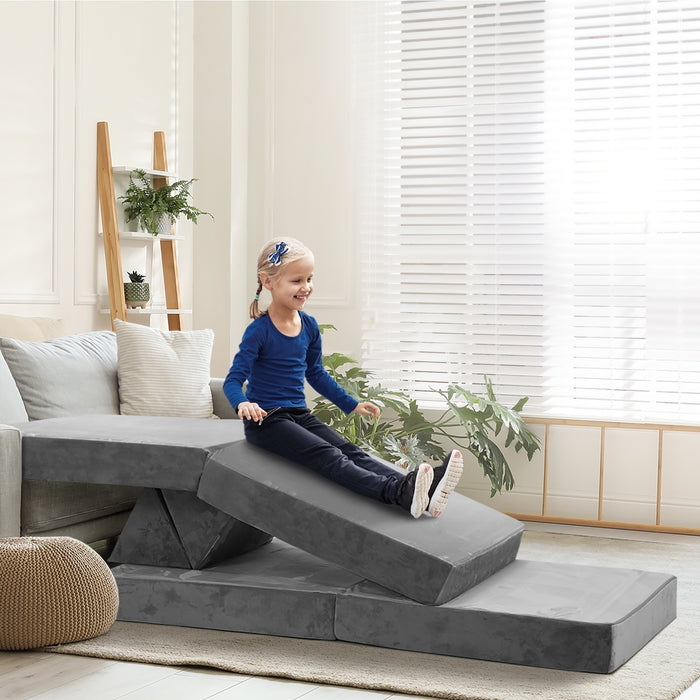 4Pcs Kids Sofa Play Couch Modular Lounge Cushion Convertible Playset