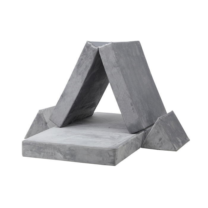 4Pcs Kids Sofa Play Couch Modular Lounge Cushion Convertible Playset