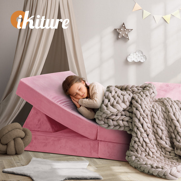 4Pcs Kids Play Couch Modular Lounge Cushion Convertible Playset Pink