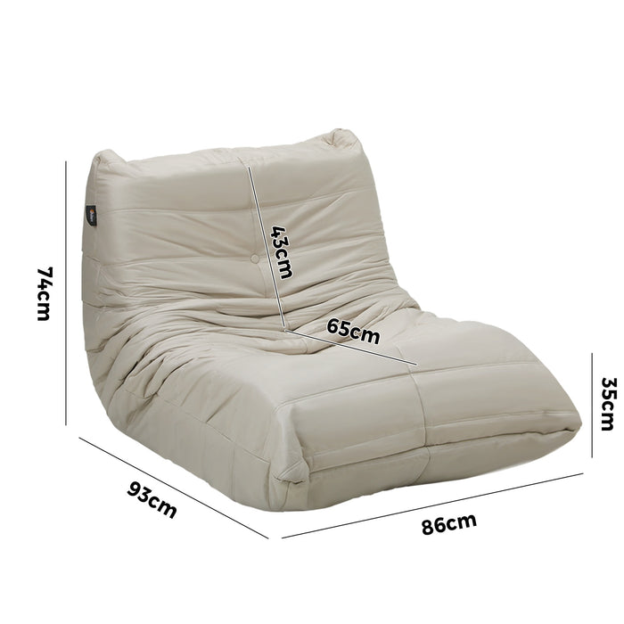 2X Floor Sofa Lounge Caterpillar Lazy Couch Single Chair Pouffe Beige