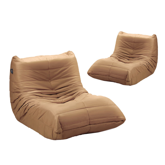 2Xfloor Sofa Lounge Caterpillar Couch Single Accent Chair Pouffe Brown