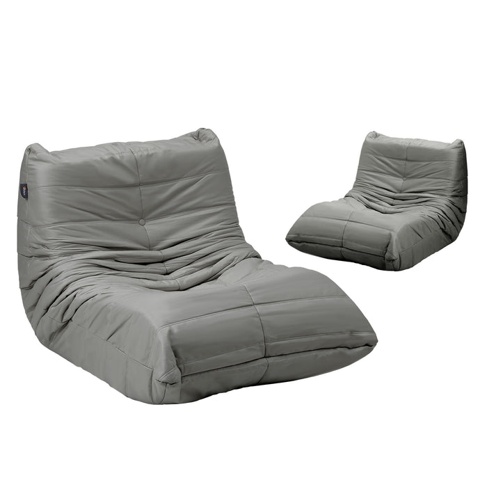2X Floor Sofa Lounge Caterpillar Couch Single Accent Chair Pouffe Grey