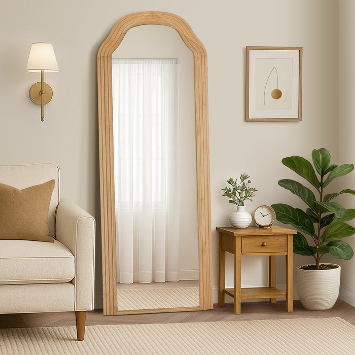 Full Length Mirror Floor Makeup Mirrors 165X60Cm Natural Wood Bedroom