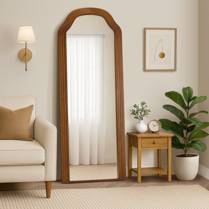 Full Length Mirror Floor Makeup Mirrors 165X60Cm Brown Wood Bedroom