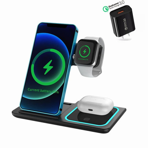 Foldable 3 in 1 Wireless Charging Stand with Led Light