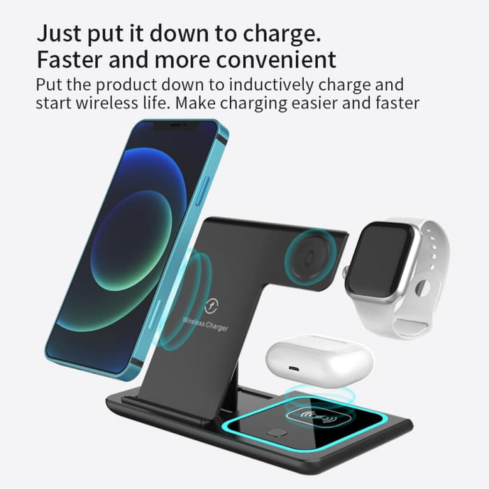 Foldable 3 in 1 Wireless Charging Stand with Led Light