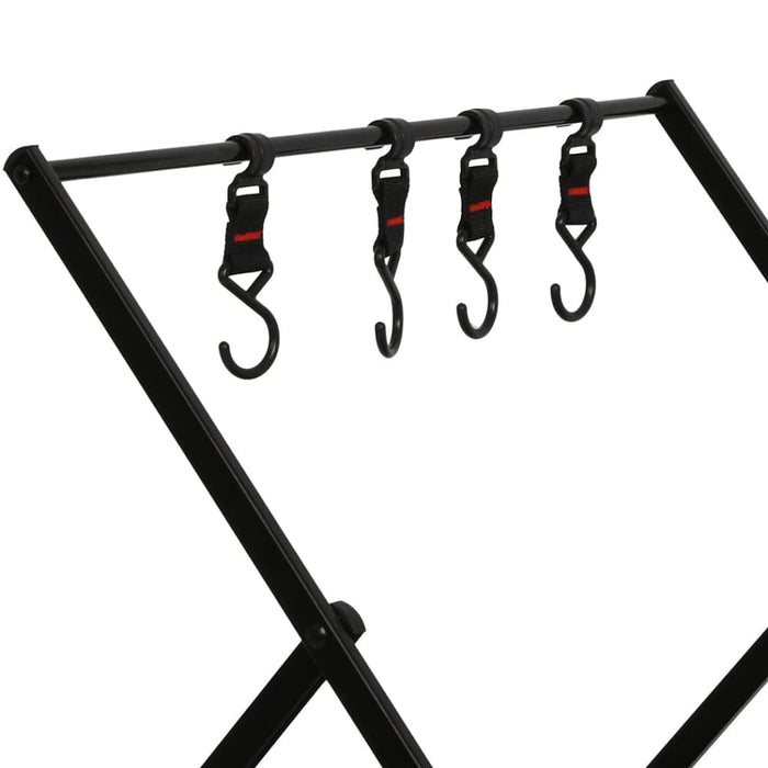 Foldable Camping Storage Shelves 2 Layer With Hooks Black