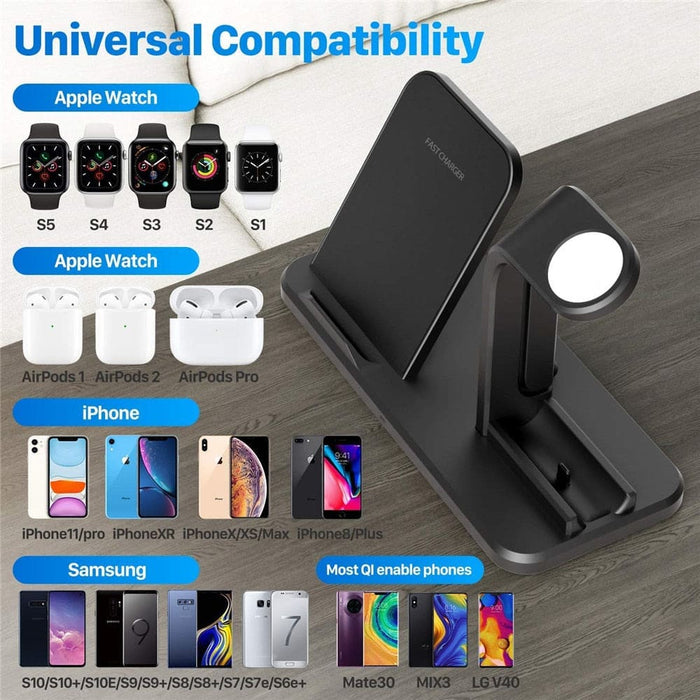 Foldable Design 3 In 1 10w Qi Wireless Charger