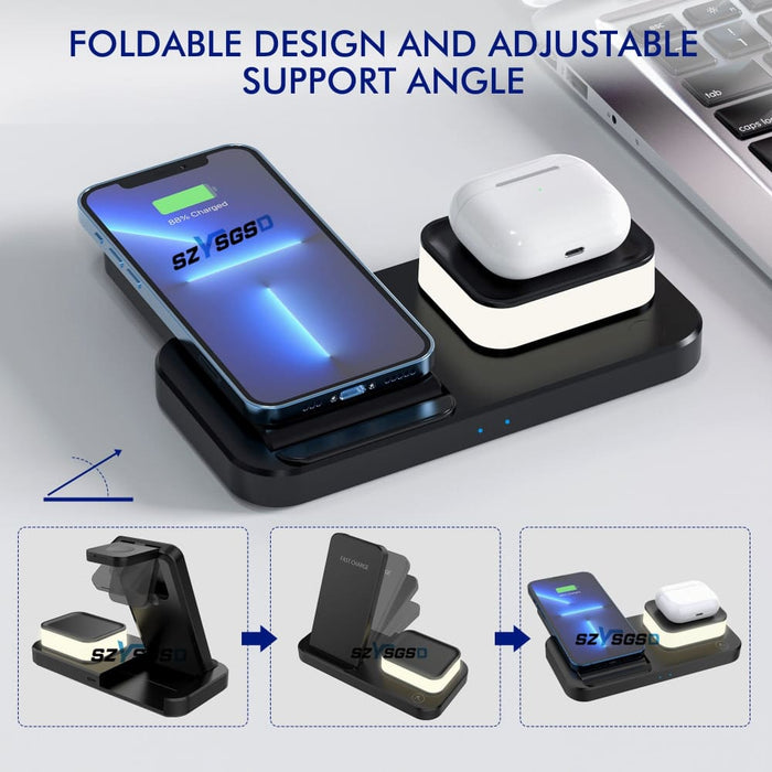 Foldable Design 4 in 1 Fast Wireless Charging Station Dock
