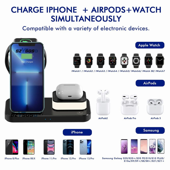 Foldable Design 4 in 1 Fast Wireless Charging Station Dock