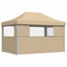 Foldable Party Tent Pop-up with 3 Sidewalls Beige Abbpbop