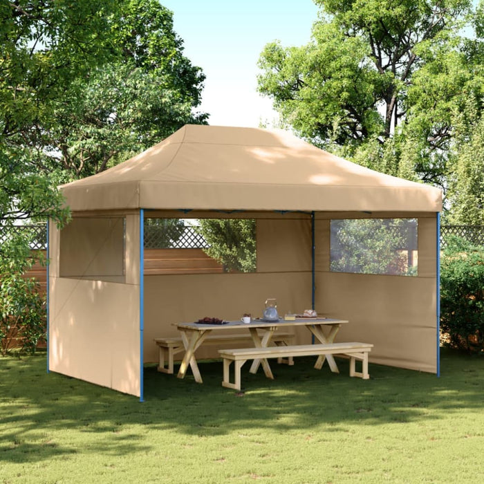 Foldable Party Tent Pop-up with 3 Sidewalls Beige Abbpbop