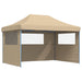 Foldable Party Tent Pop-up with 3 Sidewalls Beige Abbpbop
