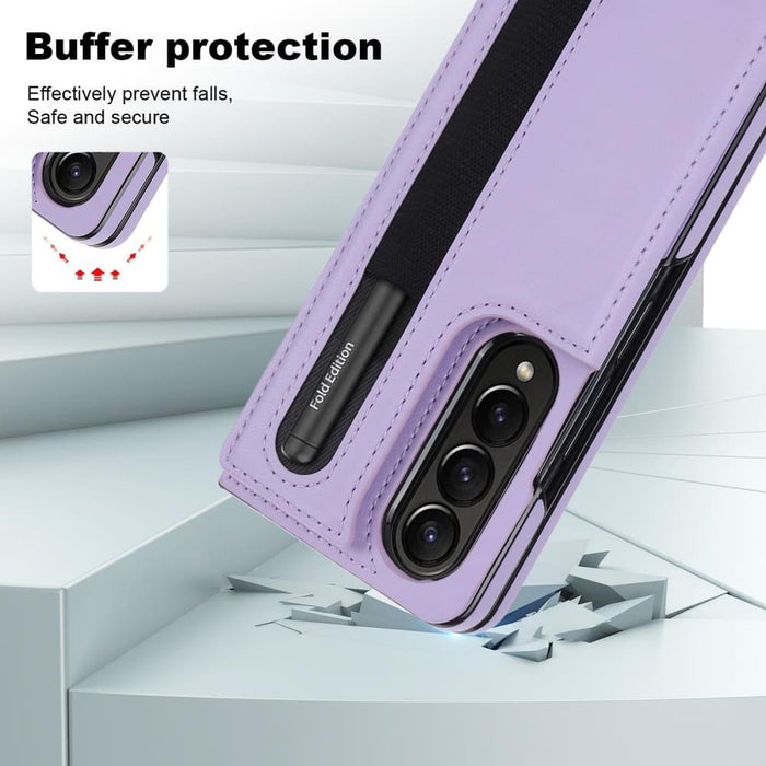 Foldable Phone Case With Double Buckle And Pen Slot