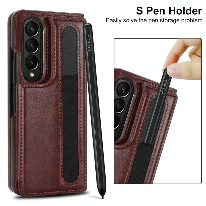 Foldable Phone Case With Double Buckle And Pen Slot