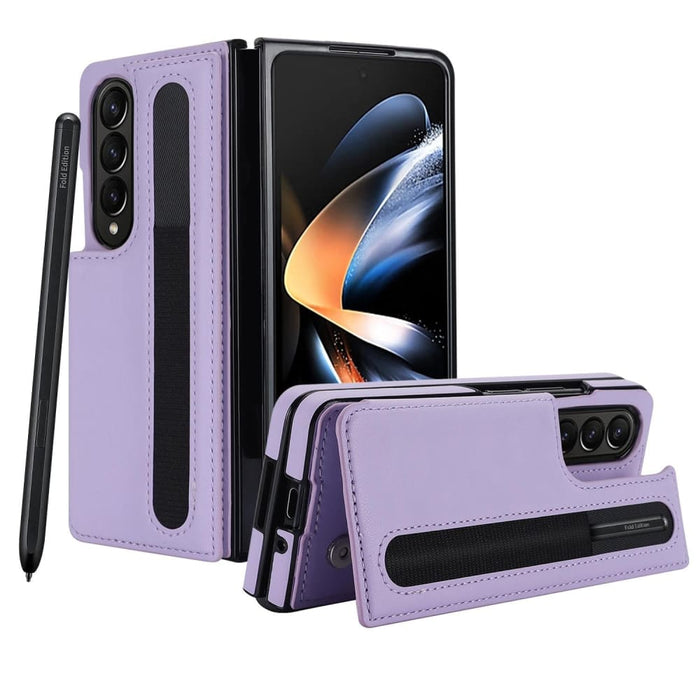 Foldable Phone Case With Double Buckle And Pen Slot