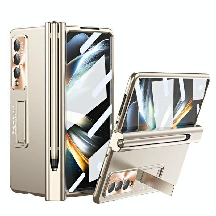 Foldable Phone Case With Pen Slot Electroplated For Samsung