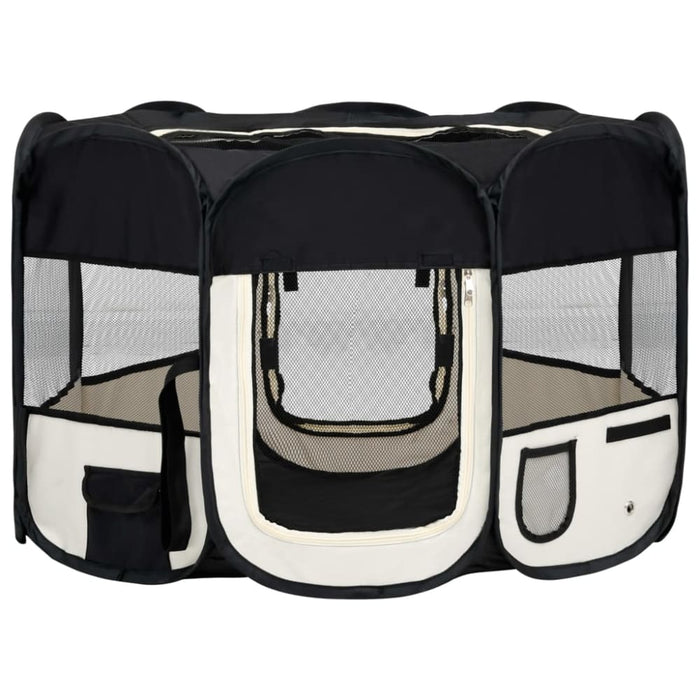 Foldable Dog Playpen With Carrying Bag Black 110x110x58 Cm