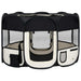 Foldable Dog Playpen with Carrying Bag Black 110x110x58 Cm