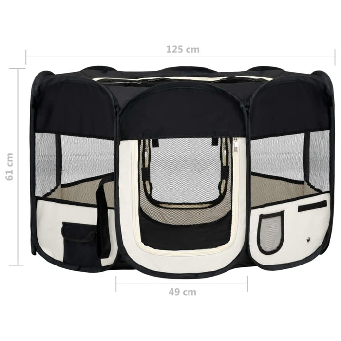 Foldable Dog Playpen With Carrying Bag Black 125x125x61 Cm