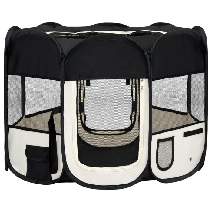 Foldable Dog Playpen With Carrying Bag Black 90x90x58 Cm